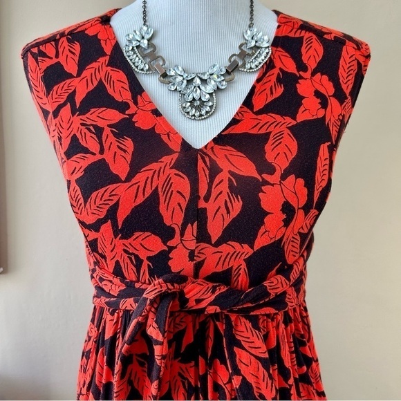 Anthropologie Plenty by Tracy Reese Fabiola Maxi Dress Red Black Tie Front S - Picture 7 of 10